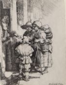 After Rembrandt Van Rijn, etching, 6.5 x 12.5cm