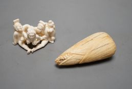 Two Oriental ivory erotic carvings