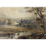 A. Newton (19th C.), watercolour, Tintern Abbey, signed and dated 1851, label verso, 36 x 41cm