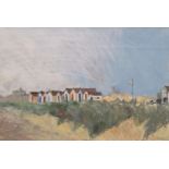 Alexander Lumley (b.1958), watercolour and pastel, 'Beach Huts, Southwold, Suffolk', signed and