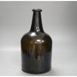 An unusually large 18th century mallet-shape wine bottle, 35cm