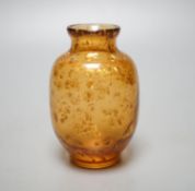 A Chinese gilt included amber glass vase.9 cms high.