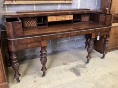 A Regency banded mahogany converted square piano, by Loud and Brothers, Philadelphia, width 174cm,