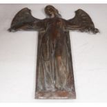 A cast bronze angel, initialled ‘P.D’ to bottom right, 72cm