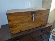 A 19th century brass mounted camphorwood trunk, length 84cm, depth 42cm, height 38cm