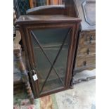 An Edwardian inlaid mahogany music cabinet, width 45cm, depth 37cm, height 85cm