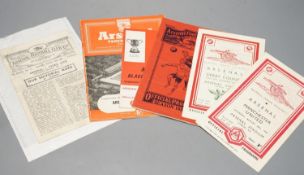 Ten Arsenal Football Club programmes from 1934, together with an album of Nation and Invitation