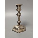 A late Victorian silver hexagonal candlestick, Thomas Bradbury & Sons, London, 1897, 17.3cm,