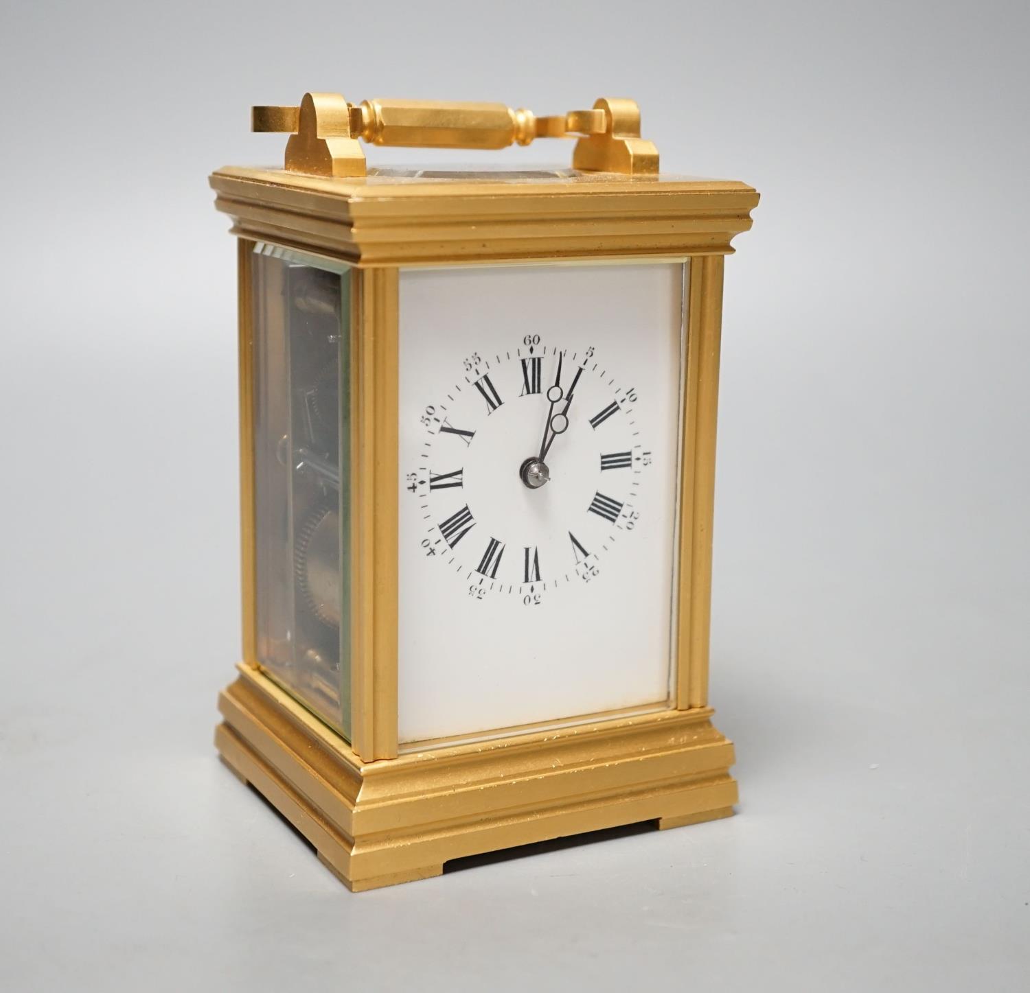 A French gilt-brass carriage clock, 13cm high