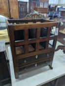 A George III mahogany bottle stand, fitted drawers, width 48cm, depth 33cm, height 62cm