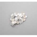 Fourteen small unmounted cut diamonds, total weight approx. 0.58ct.