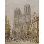 Henry Thomas Schafer (1854-1915), watercolour, Rheims Cathedral, signed, 45 x 34cm