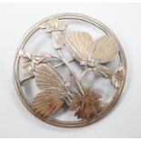 A modern George Jensen sterling twin moth circular brooch, no. 283, 54mm.