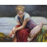 Pina, oil on board, Study of a seated woman, signed, 40 x 50cm