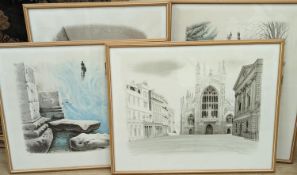 David Gentleman, four limited edition prints, topographical scenes, all signed in pencil and