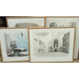 David Gentleman, four limited edition prints, topographical scenes, all signed in pencil and