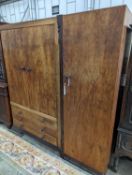 An early 20th century Japanese influence walnut and rosewood compactum wardrobe, length 166cm, depth