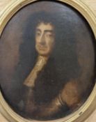 After Sir Peter Lely (1618-1680), oil on wooden panel, Portrait of Charles II, 30 x 24cm