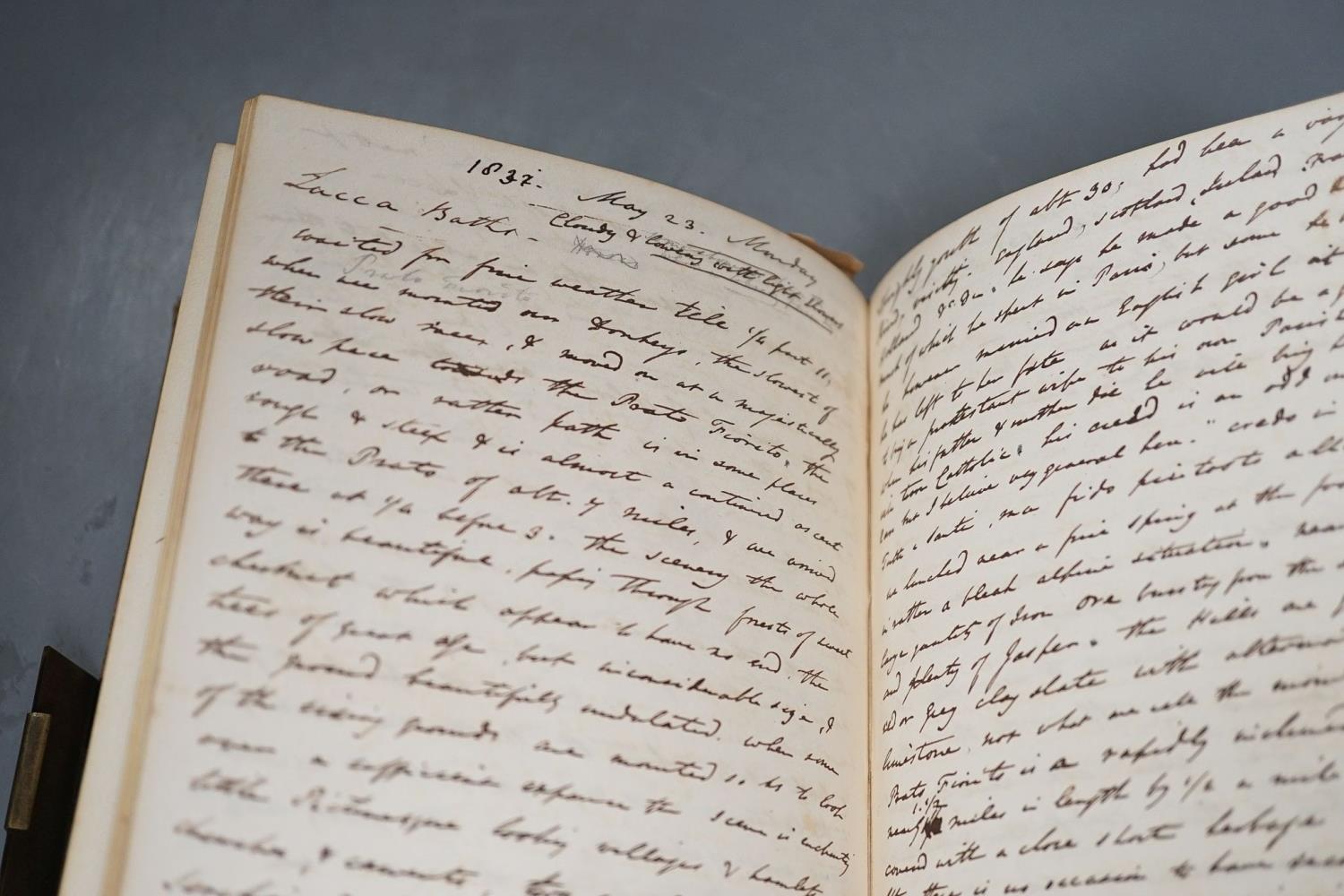 An early 19th century vellum bound hand-written account of a Grand Tour c.1830 - Image 2 of 2