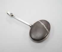 A Vivian Torun white metal and white veined black hardstone set pendant, stamped 'Torun' only with