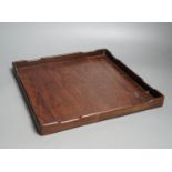 A Chinese huanghuali and hongmu tray, 32x31cm