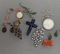 A quantity of assorted collectables including costume jewellery, watches, unmounted cut semi-