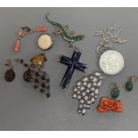 A quantity of assorted collectables including costume jewellery, watches, unmounted cut semi-