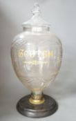 A large cut glass "Scotch" jar, on stand, 54cm