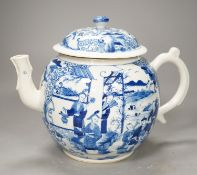 A large Chinese blue and white wine pot, 20cm