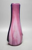 Elizabeth Graydon-Stannus, an unusual mottled pink and purple glass vase, circa 1930, of flattened