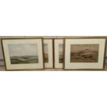 Walter Robert Stewart Acton (1879-1960), four watercolours, Downland scenes, 31 x 44cm approx.