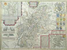 John Speed, coloured engraving, Map of Glocestershire 1610, printed in English verso, 40 x 52cm