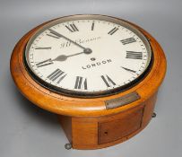 A Victorian oak-cased dial clock, signed JW Benson, London,38 cms diameter.