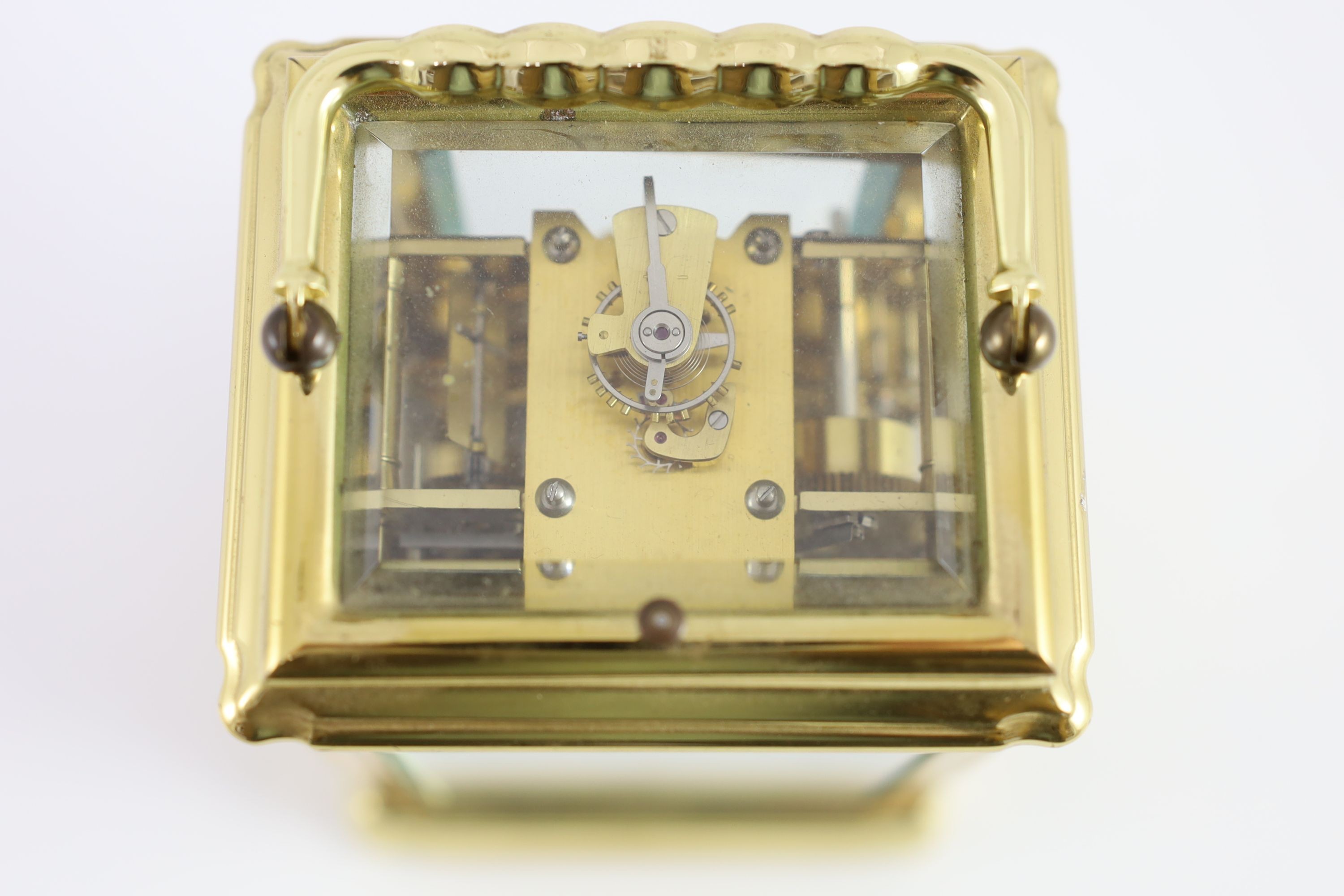 A L'Epée hour repeating brass carriage clock,with moonphase and calendar dial, in gorge case, with - Image 5 of 5