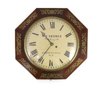 H.T. George, 358 King St, Hammersmith. A William IV octagonal rosewood dial clockwith single fusee