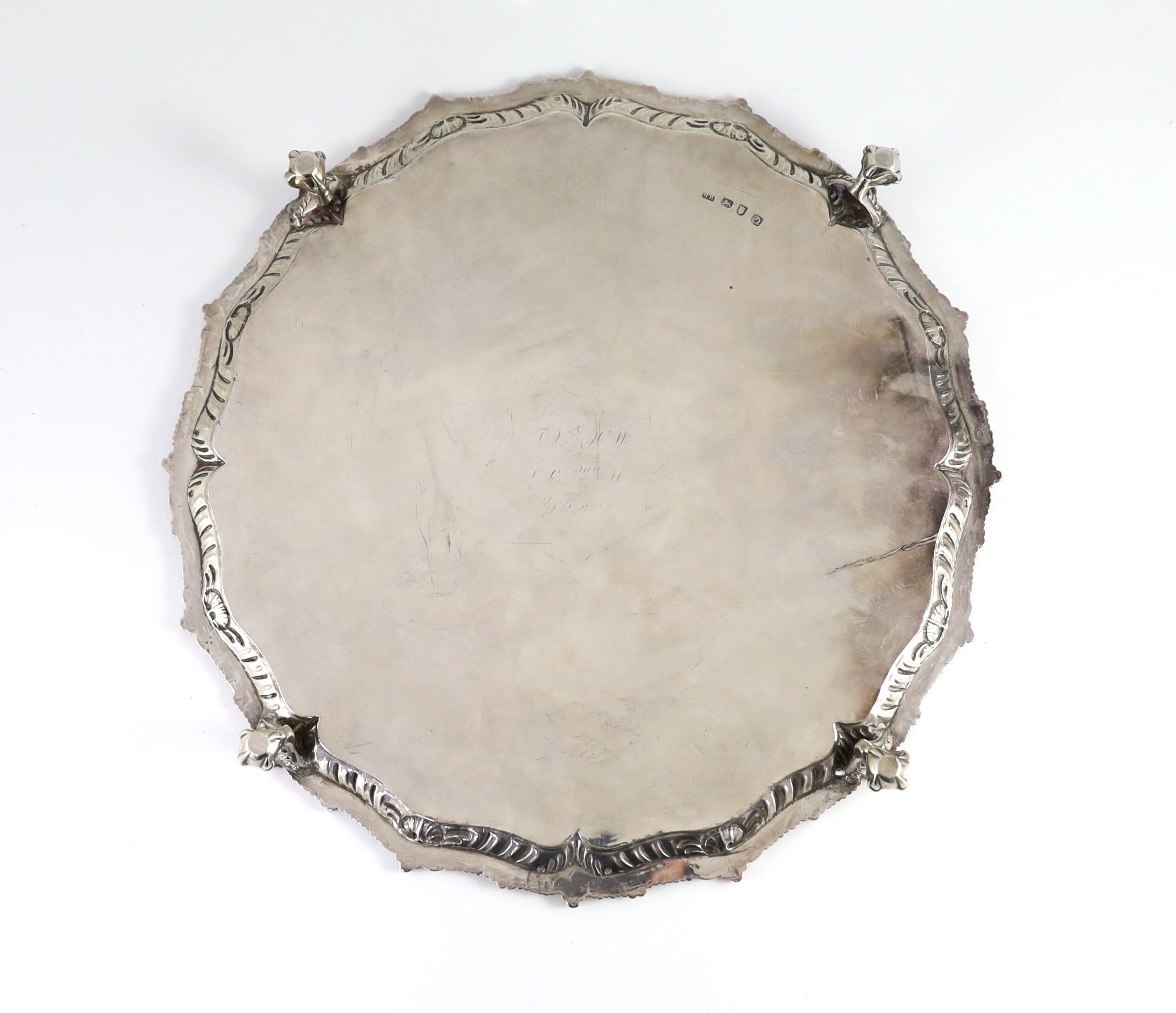 A George III silver salver, by Richard Rugg,of shaped circular form, with gadrooned border and - Image 3 of 4