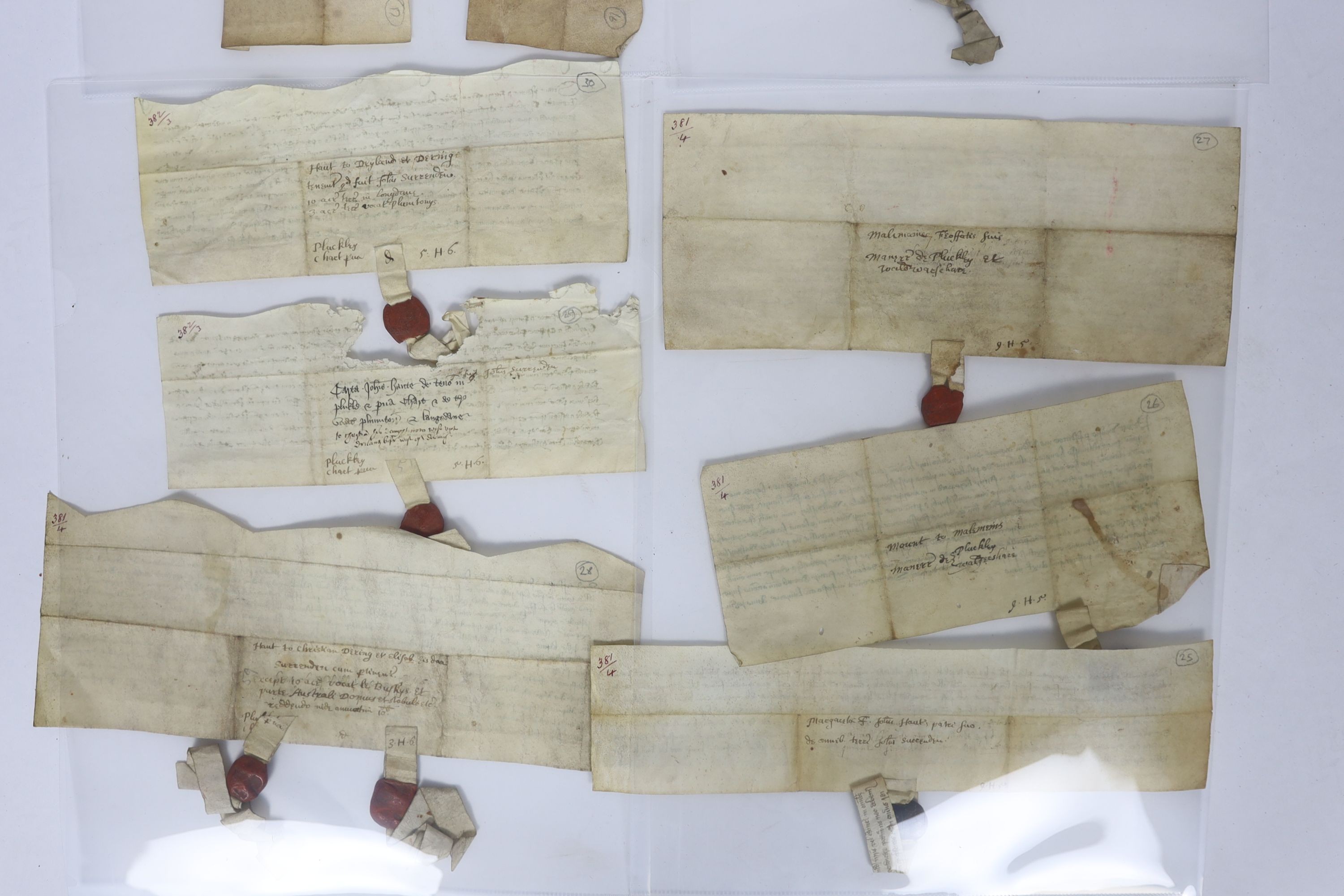 ° ° A Collection of deeds and documents relating chiefly to Kent, 1264-1654, from the collection - Image 11 of 42