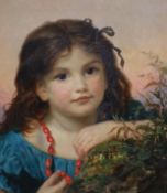 Sophie Anderson (1823-1903) Portrait of a girl with a rosehip necklaceoil on canvassigned30 x