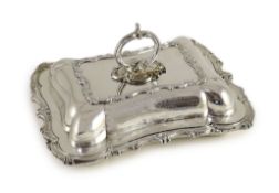 An early Victorian silver tureen and cover with handle, by Samuel Roberts & Co, with engraved