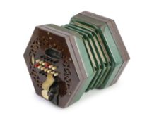 A 48-key C. Wheatstone English model rosewood concertina,with twenty four buttons to each side,