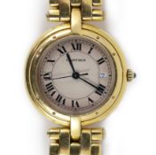 An 18ct gold Cartier Panthere Vendome quartz wrist watch,with Roman numerals and date aperture,