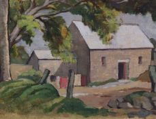 Archibald Sanderson (1900-1971) Farm Buildings, Dyfed and Pembrokeshirepair of oils on canvas