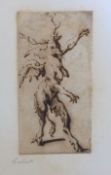 Attributed to Jacques Callot (1592-1635) A zoomorphic figurepen and inkwith stags head, woman's