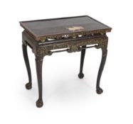 A Chinese export black lacquer and parcel-gilt stand, second half 18th Century,width 78cm, depth