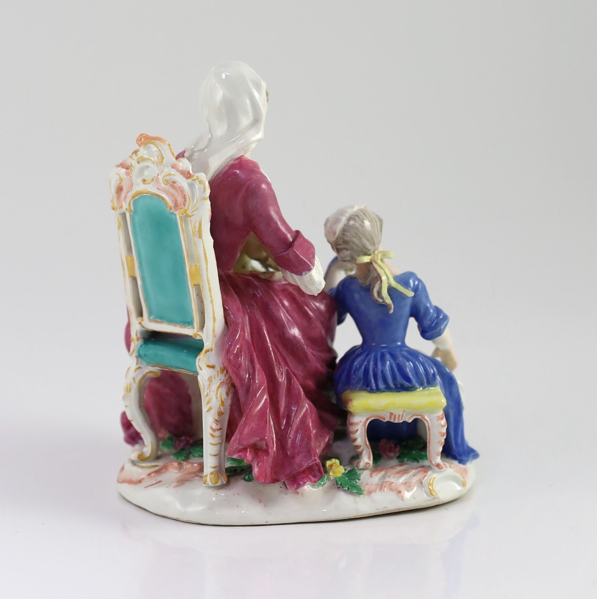A Meissen group of a seated lady and two children, mid 18th centurymodelled by Kändler, crossed - Image 2 of 3