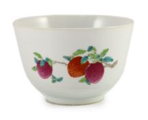 A Chinese famille rose ‘fruit sprig’ deep bowl, Qianlong mark but late 19th/early 20th century,