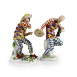 Two Meissen models of Harlequin, early to late 20th century,both modelled after Kandler, the first