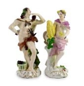 A Meissen figure of Bacchus, modelled by F Meyer and a similar figure a classical maiden holding a