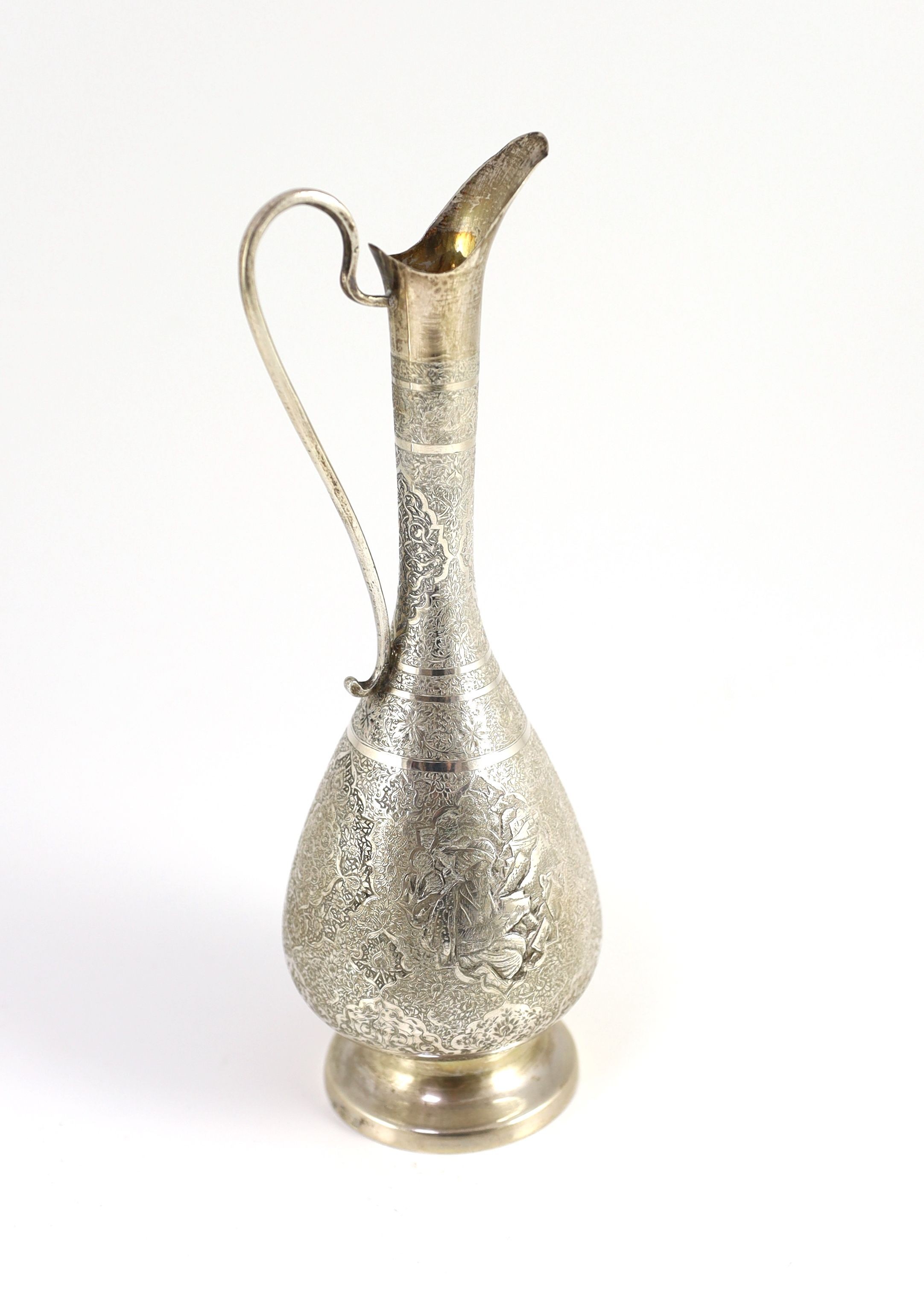 A Persian 84 standard silver ewer and six similar goblets, by Vartan,the goblets with engraved - Image 3 of 6