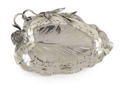 An early 20th century Austro-Hungarian Jugenstil 800 standard silver dish, maker, possibly Eduard